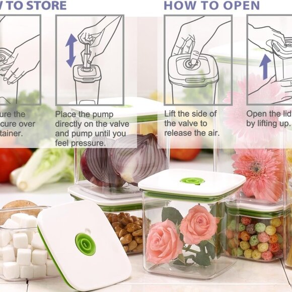 Seal'In Food Storage Vacuum Containers - Set of 3 - Vacuum Sealed - Picture 5 of 9